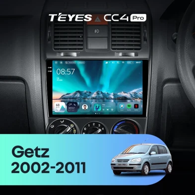 Штатная магнитола Teyes CC4 Pro 8/128 Hyundai Getz (2002-2011) Правый руль