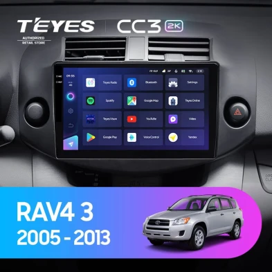 Штатная магнитола Teyes CC3 2K 4/32 Toyota RAV4 3 XA30 (2005-2013) F2 10"