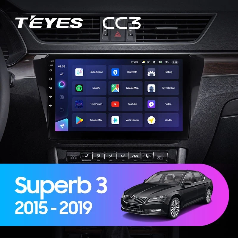 Штатная магнитола Teyes CC3 4/32 Skoda Superb 3 (2015-2026)