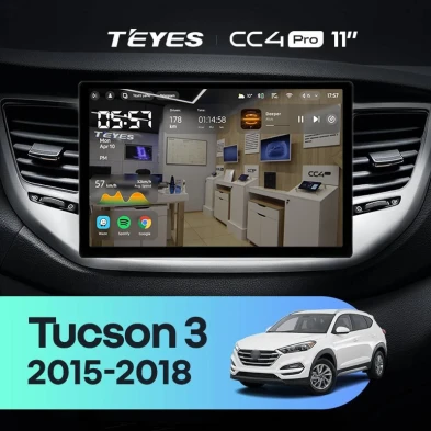 Штатная магнитола Teyes CC4 Pro 8/128 Hyundai Tucson 3 (2015-2018) Тип-A (11")