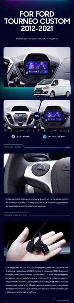 Штатная магнитола Teyes CC3 2K 6/128 Ford Transit (2012-2021) F1