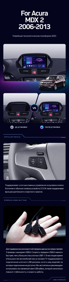 Штатная магнитола Teyes CC3 2K 4/32 Acura MDX YD2 (2006-2013)