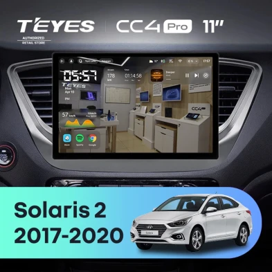 Штатная магнитола Teyes CC4 Pro 12/256 Hyundai Solaris 2 (2017-2020) F1 Тип-A (11")