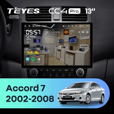 Штатная магнитола Teyes CC4 Pro 8/128 Honda Accord 7 (2002-2008) F2 (13")