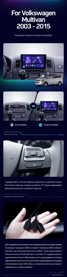 Штатная магнитола Teyes CC3 2K 6/128 Volkswagen Multivan T5 (2003-2015)