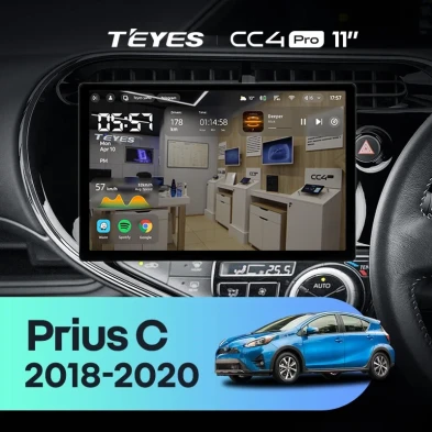 Штатная магнитола Teyes CC4 Pro 12/256 Toyota Prius C (2018-2020) Правый руль (11")