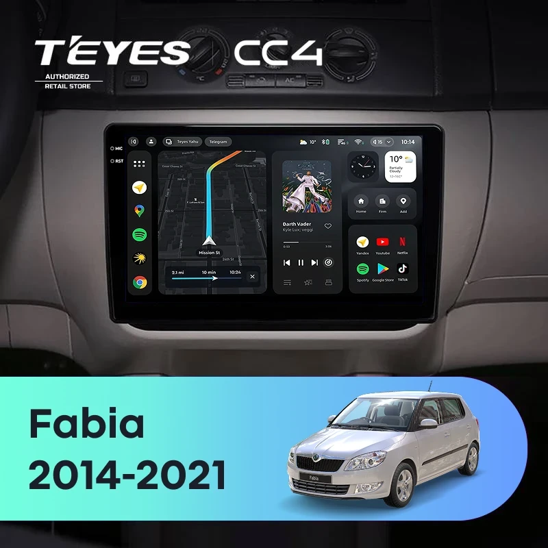 Штатная магнитола Teyes CC4 8/128 Skoda Fabia (2014-2021)