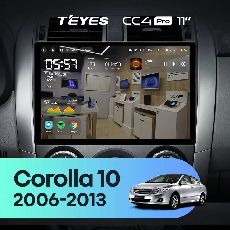 Штатная магнитола Teyes CC4 Pro 12/256 Toyota Corolla 10 E140 E150 (2006-2013) Тип-B (11")