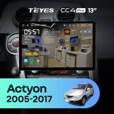 Штатная магнитола Teyes CC4 Pro 12/256 SsangYong Actyon Sports (2005-2017) (13")