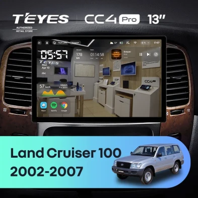 Штатная магнитола Teyes CC4 Pro 8/128 Toyota Land Cruiser LC 100 / LC 105 (2002-2007) Тип-A (13")