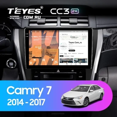Штатная магнитола Teyes CC3 2K 4/64 Toyota Camry 7 XV 50 55 (2014-2017) (черно-серая) F1