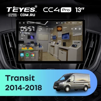 Штатная магнитола Teyes CC4 Pro 12/256 Ford Transit Van L3H2 (2014-2018) (13")