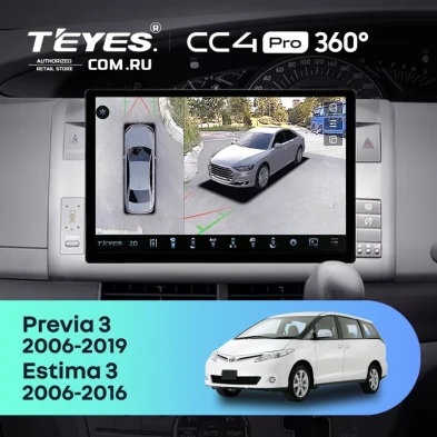 Штатная магнитола Teyes CC4 Pro 360 12/256 Toyota Previa XR50 3 (2006-2019) Правый руль (11")