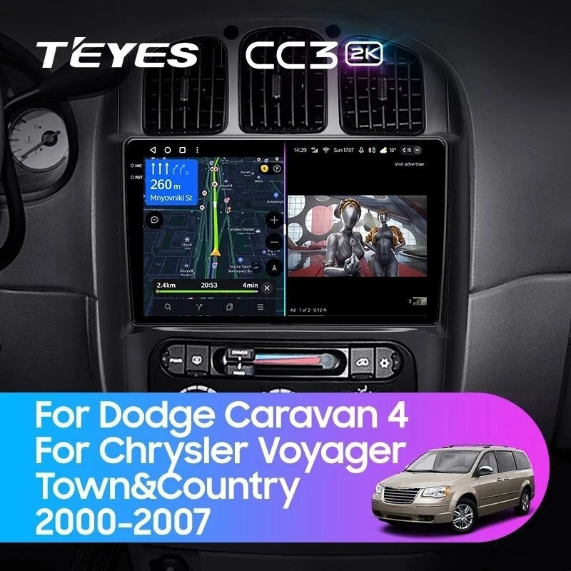 Штатная магнитола Teyes CC3 2K 4/32 Dodge Caravan 4 (2000-2007) Тип-A
