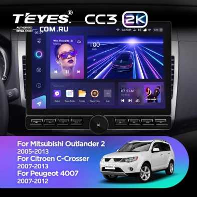 Штатная магнитола Teyes CC3 2K 6/128 Peugeot 4007 (2007-2012) Тип-A (13" с кнопками)