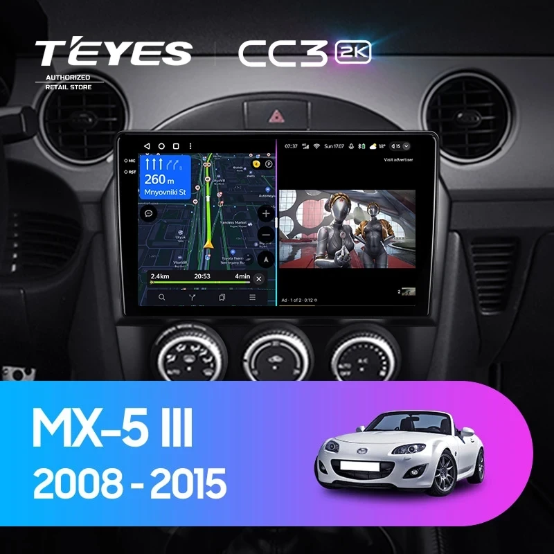 Штатная магнитола Teyes CC3 2K 360 6/128 Mazda MX-5 (2008-2015)
