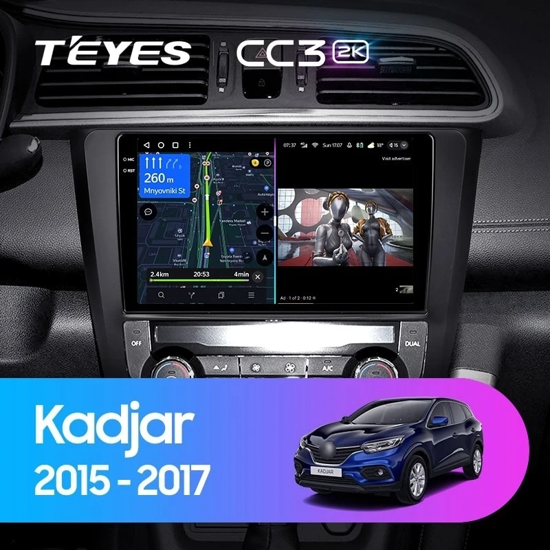 Штатная магнитола Teyes CC3 2K 360 6/128 Renault Kadjar (2015-2017)