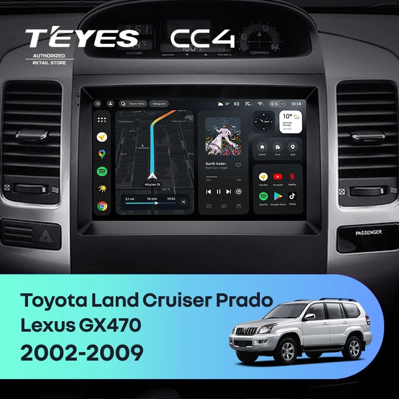 Штатная магнитола Teyes CC4 6/64 Lexus GX470 (2002-2009) F2